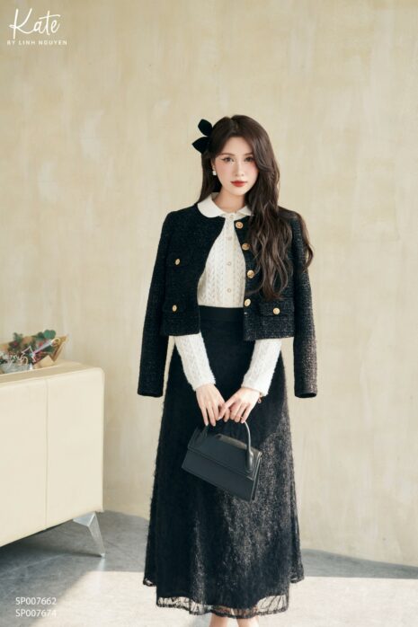 Áo - Fancy tweed coat