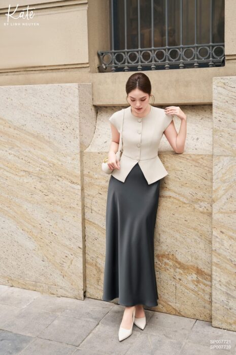 Áo gile tay chờm - Begie