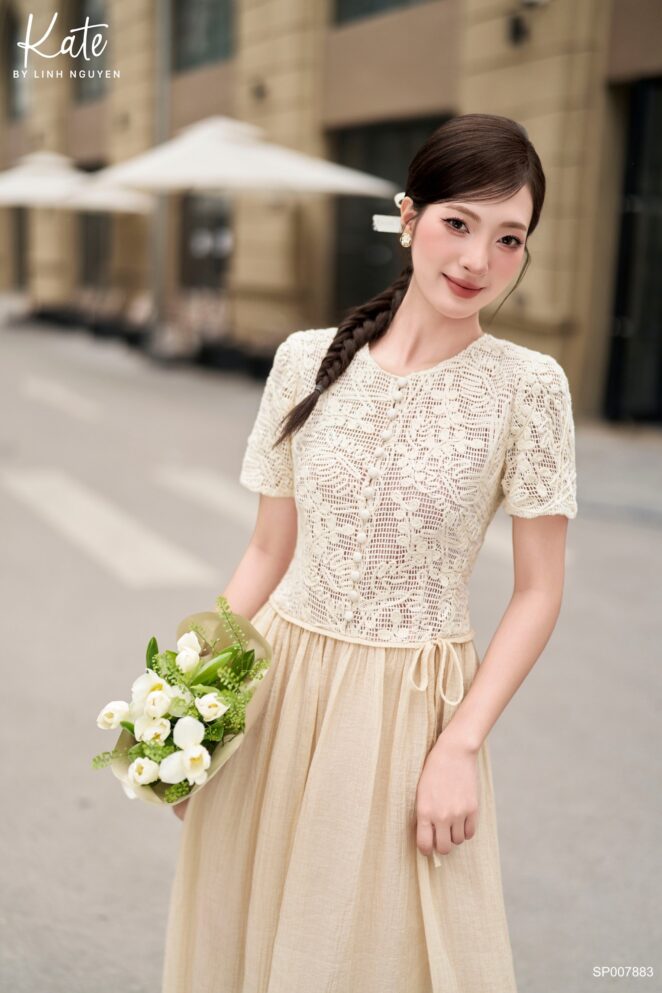 Váy – Flame Dress – Kem phối be