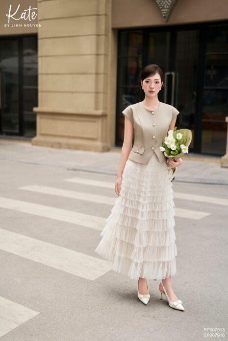 Chân váy - Royce Midi skirt - Trắng kem