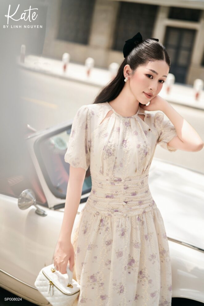 Váy – Flane Dress – Be hoa tím