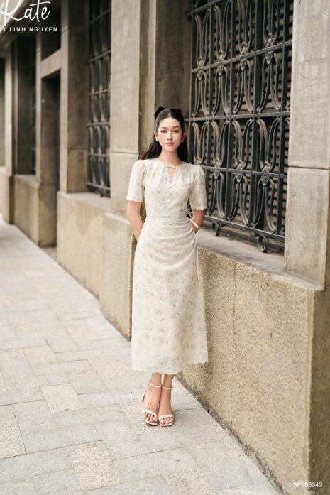 Váy - Maia Dress - Kem hoa xanh