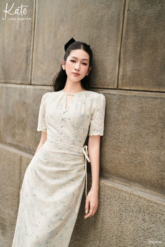 Váy – Maia Dress – Kem hoa xanh