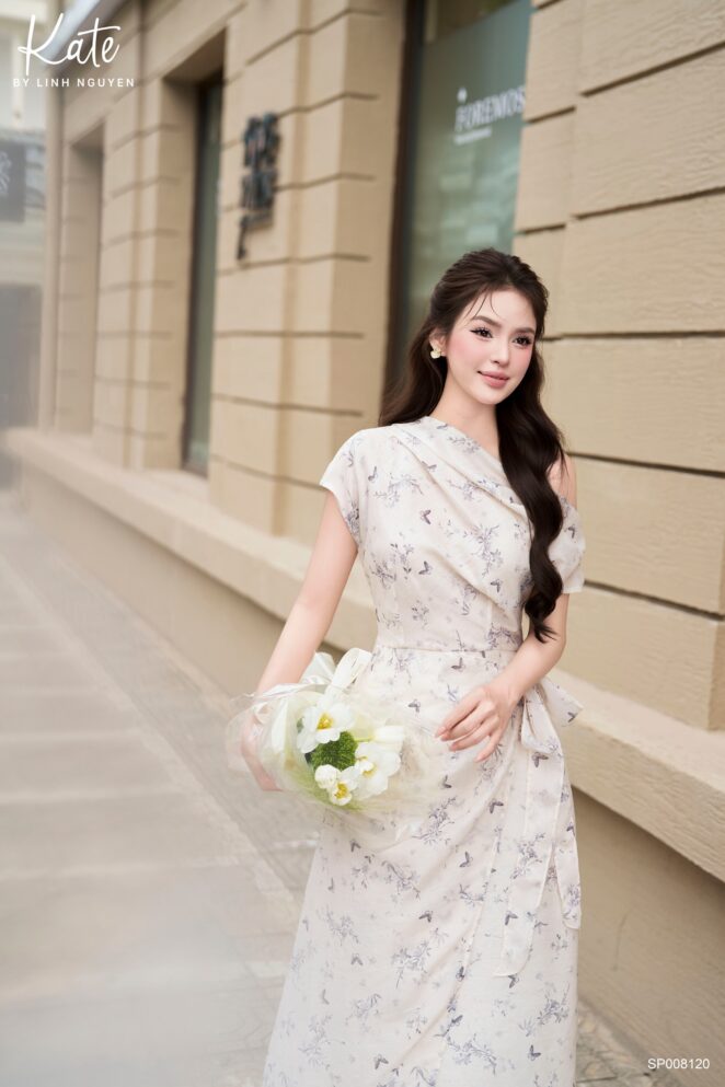 Váy – Alora Dress – Kem hoạ tiết đen tím