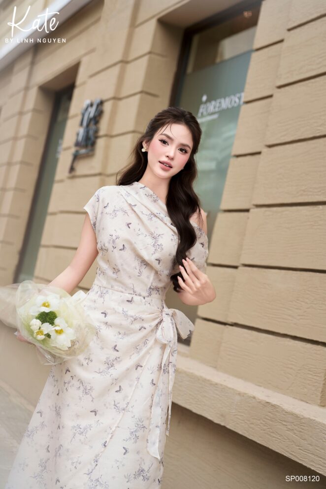 Váy - Alora Dress - Kem hoạ tiết đen tím