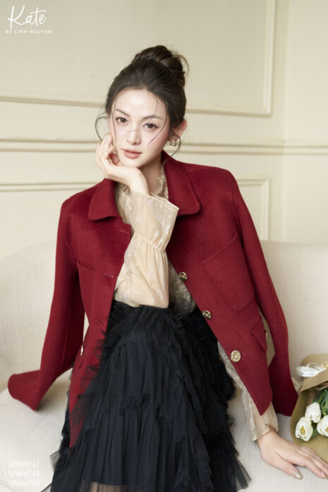 Áo - Wine cashmere coat