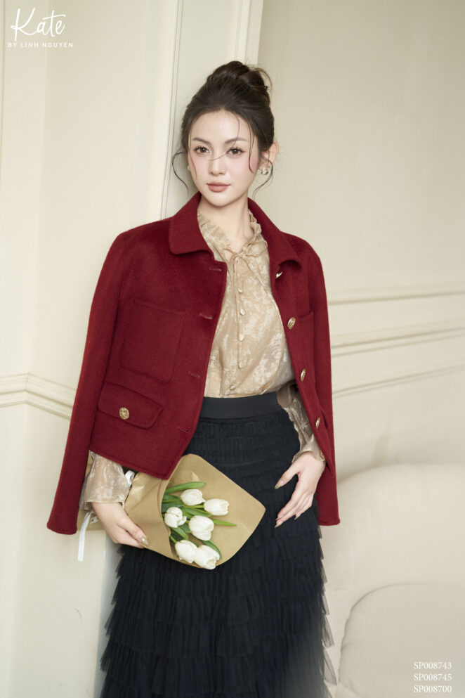 Áo – Wine cashmere coat